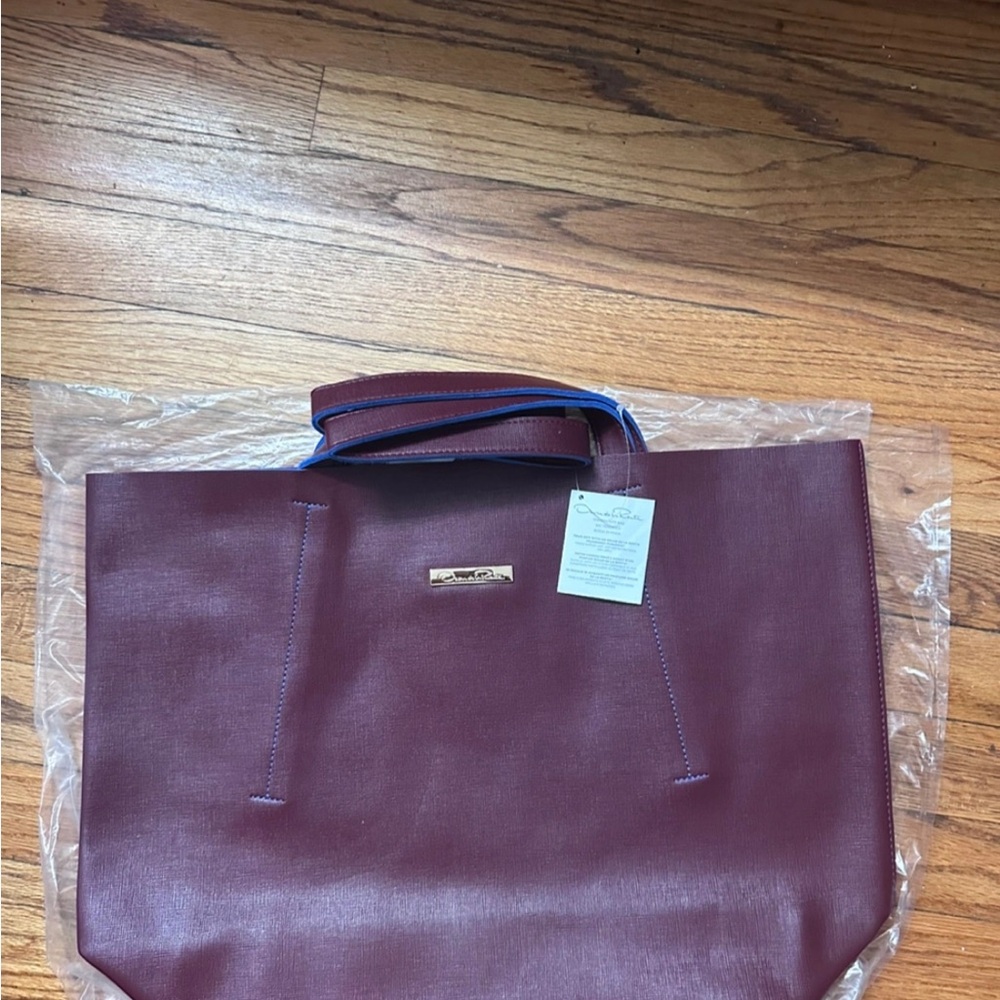 Oscar de la Renta Purple Leather Tote Bag